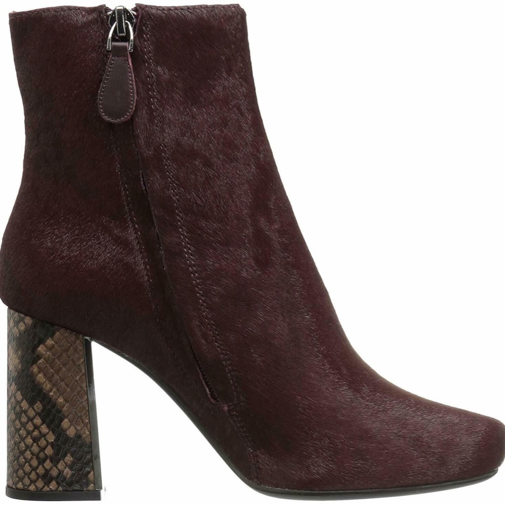 Lola Cruz Yuma 1 Ankle Bootie Fashion Leather Boots Snake Heel Burgundy Pumps - Picture 2 of 9